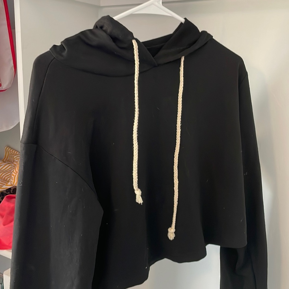 black cropped hoodie
